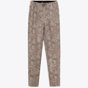 Zara Suede Animal Print Leggings Size Small